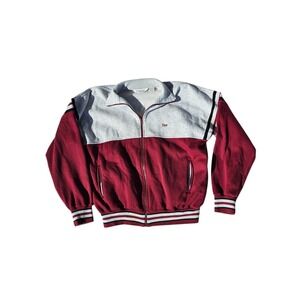 Vintage Mens Size XL Christian Dior Monsieur Grey & Red Varsity Full Zip Sweater